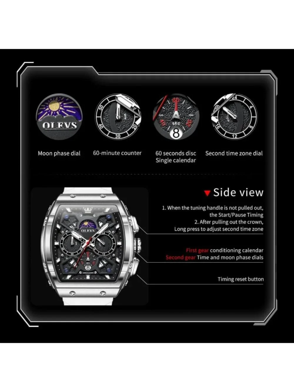 Luxury Casual Square Skeleton Chronograph Watch for Men - Stylish Timepiece